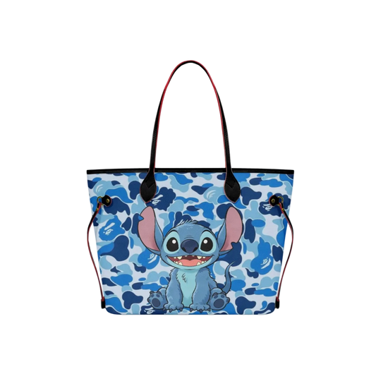 blue x camo tote bag