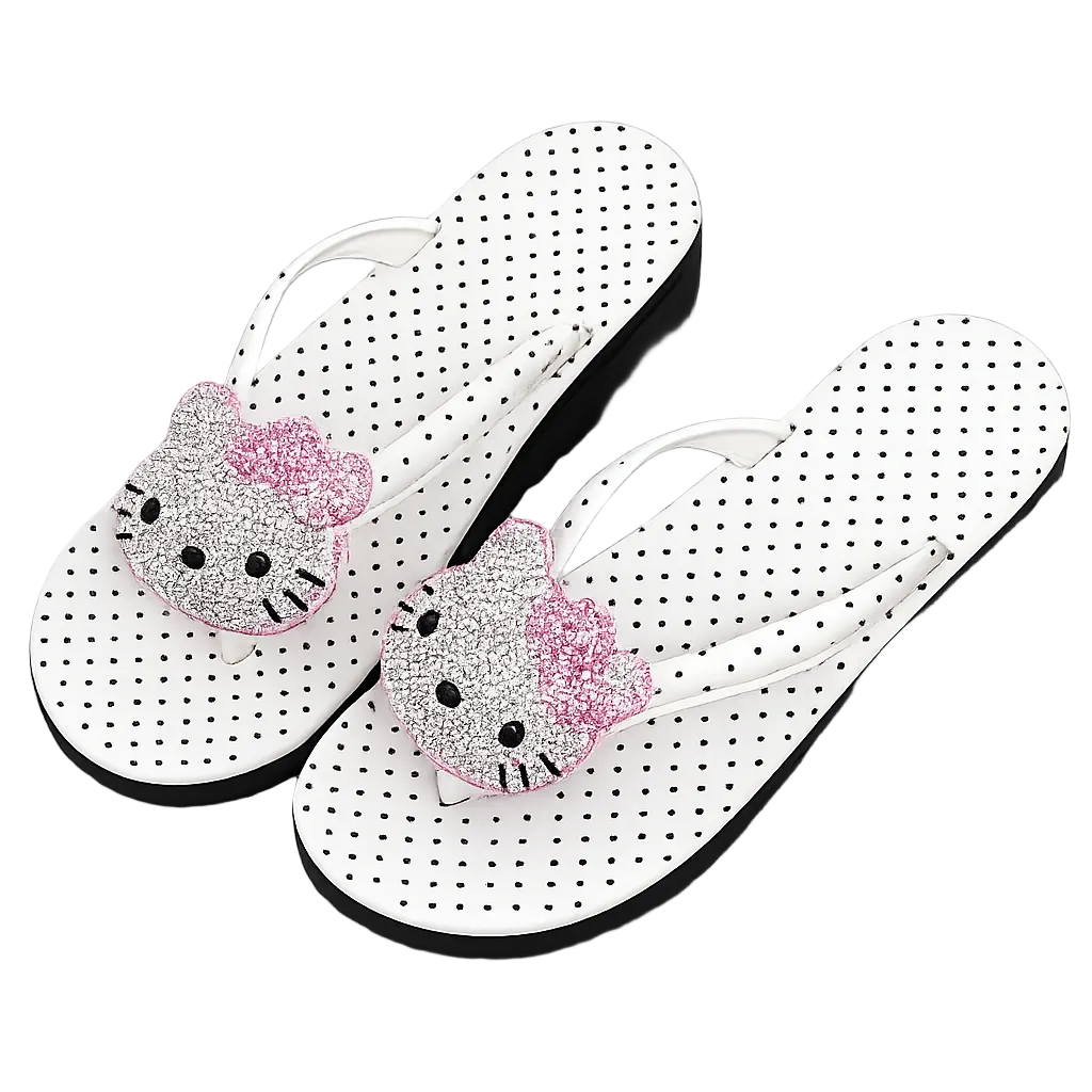 hk x polka dot flip flops