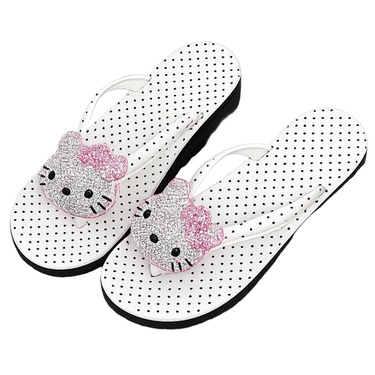 hk x polka dot flip flops