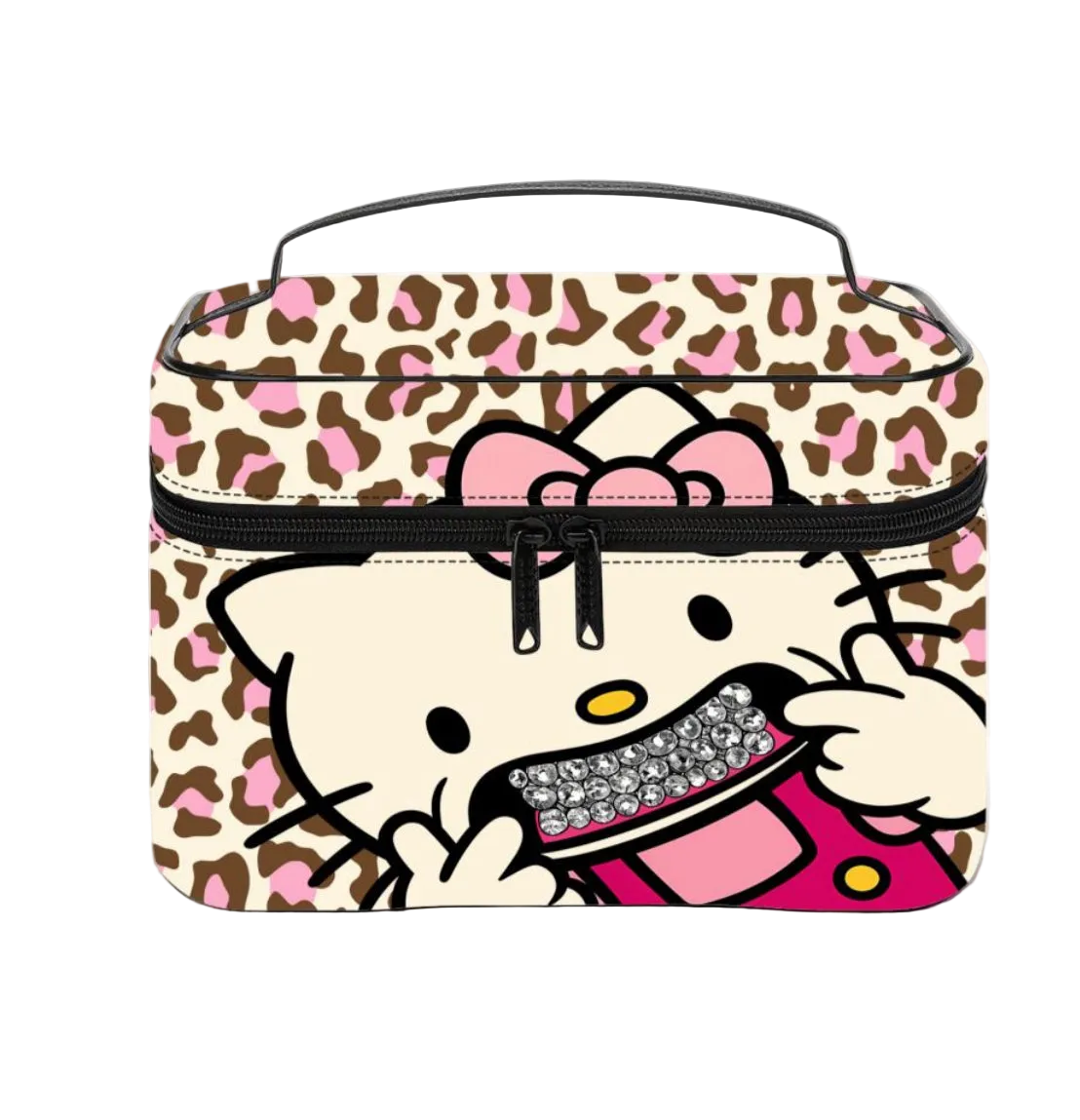 hello kitty x leopard print vanity bag