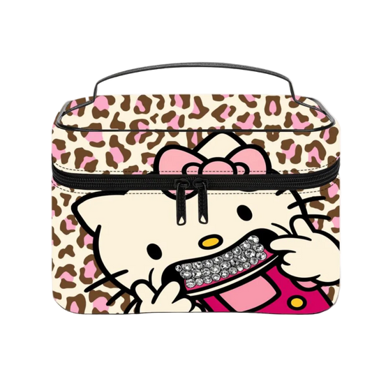 hello kitty x leopard print vanity bag