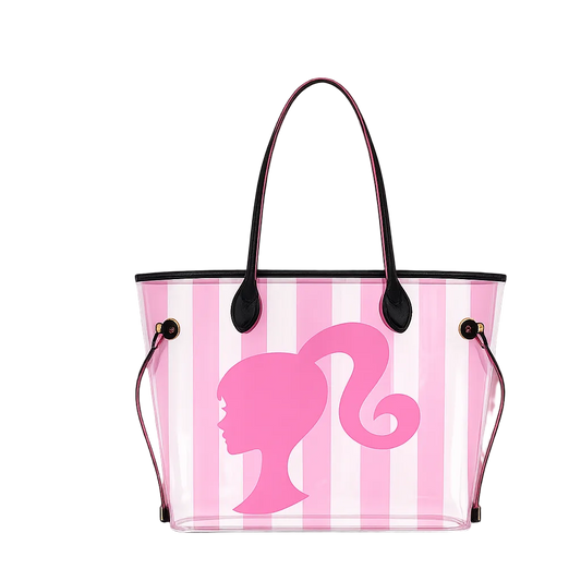 pink stripe tote bag