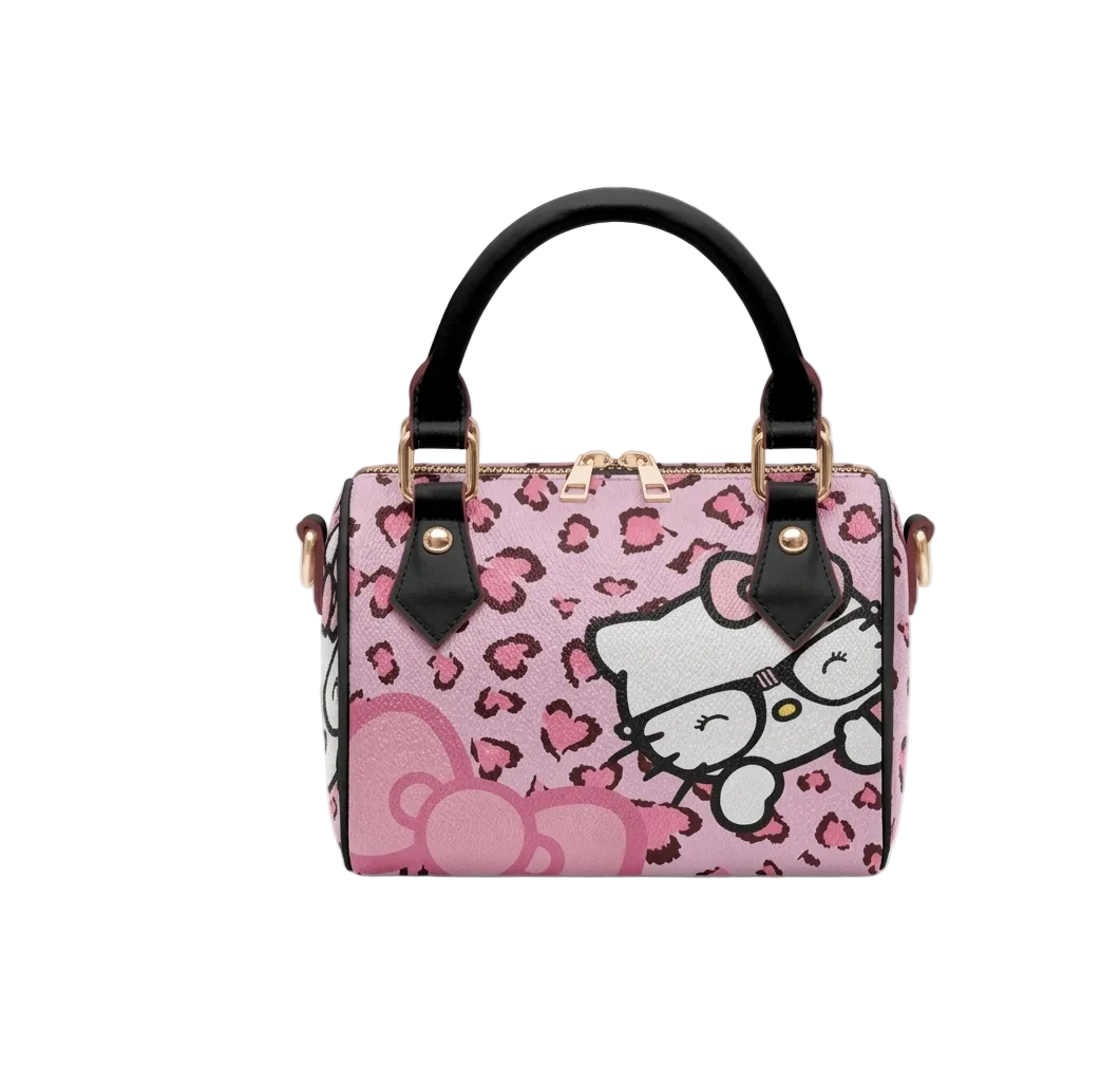 hello kitty x pink leopard print pillow bag