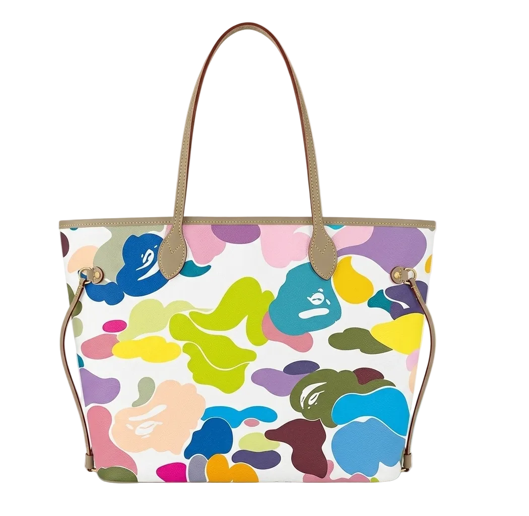 colorful camo tote