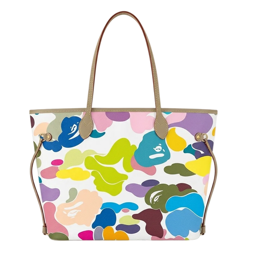 colorful camo tote